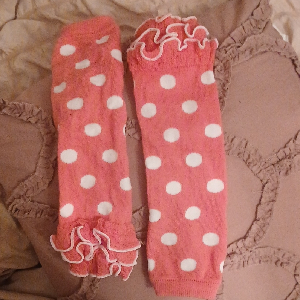 Pink Polka Dot Kids Leg Warmers
